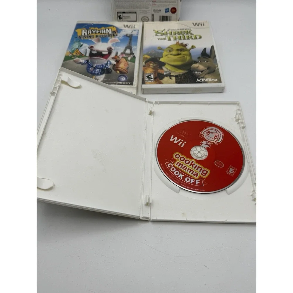 Nintendo Wii 5 Game Lot Family Game Night Cooking Mama Rabbids Shrek _ READ
